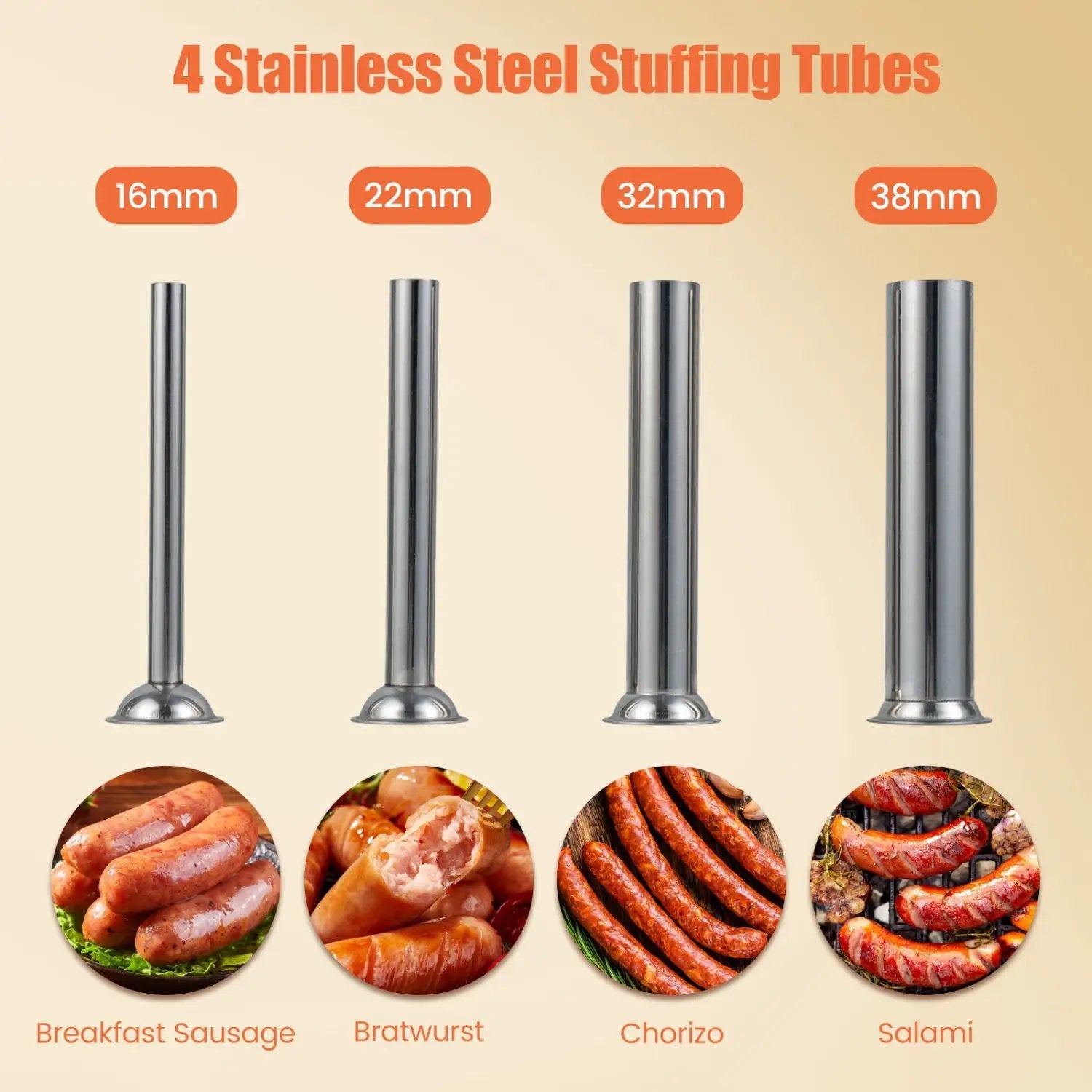 Manual Sausage Stuffer with 4 Tubes & 2 Speeds by DirectDeals