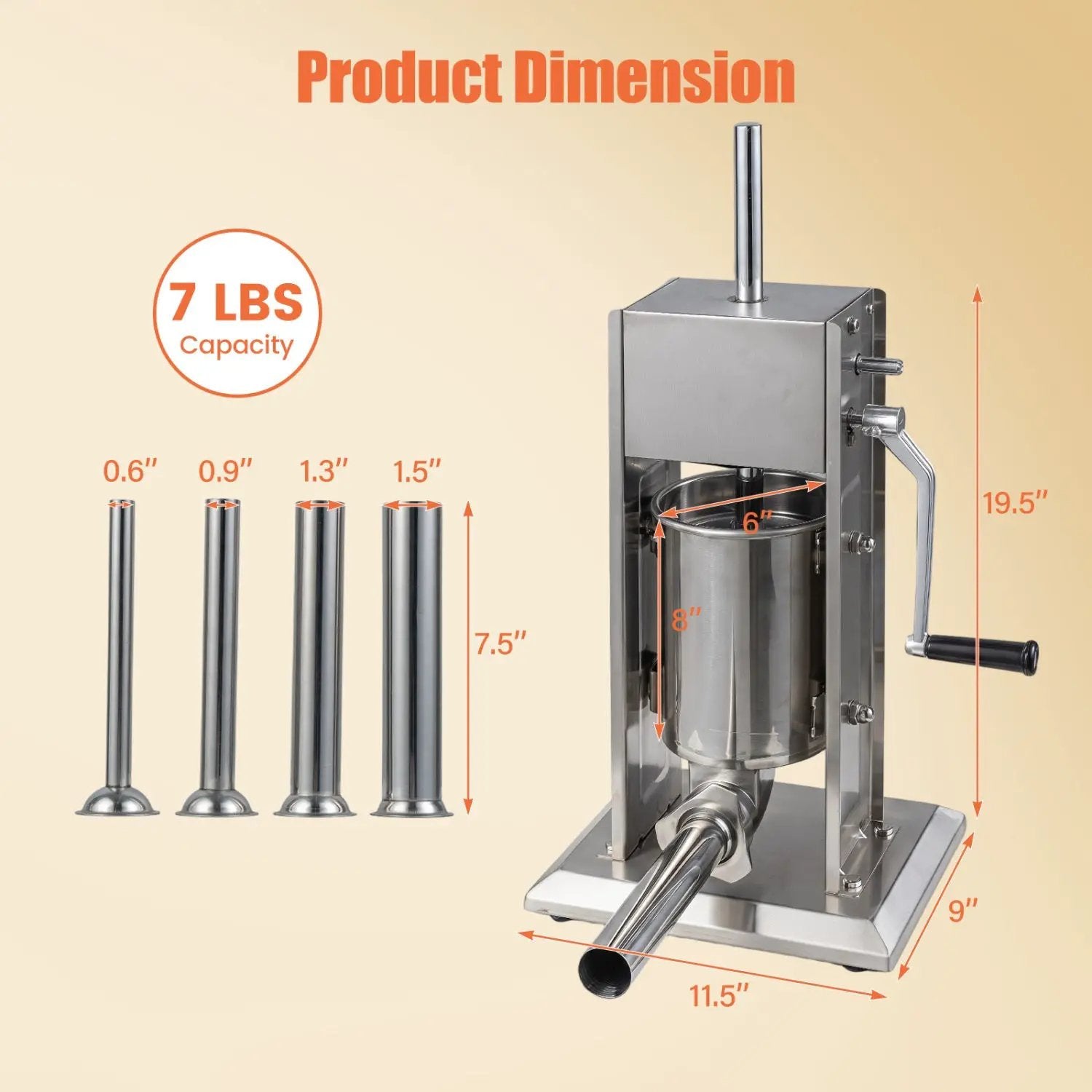 Manual Sausage Stuffer with 4 Tubes & 2 Speeds by DirectDeals