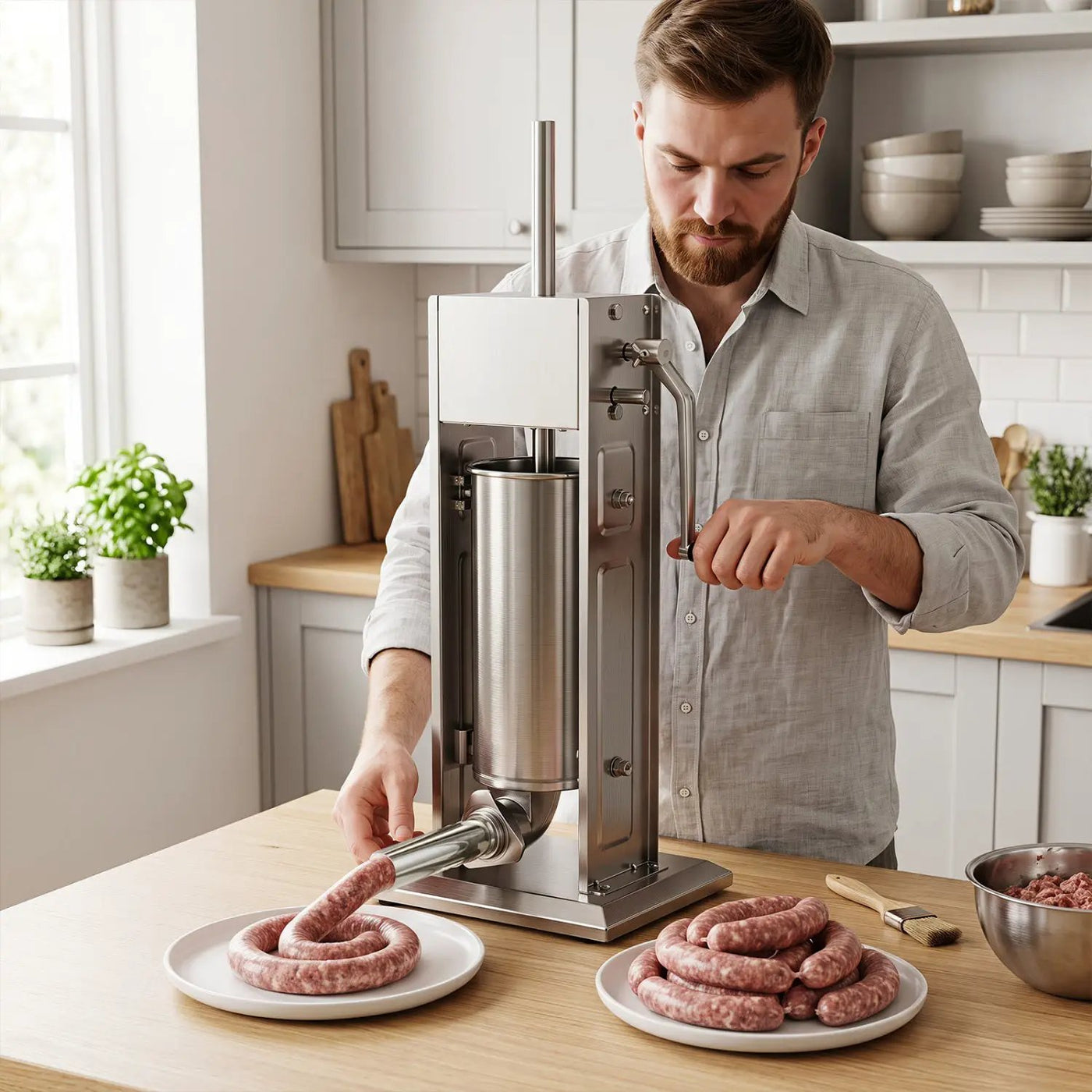 Manual Sausage Stuffer with 4 Tubes & 2 Speeds by DirectDeals