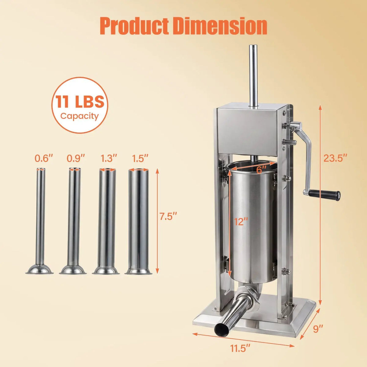Manual Sausage Stuffer with 4 Tubes & 2 Speeds by DirectDeals