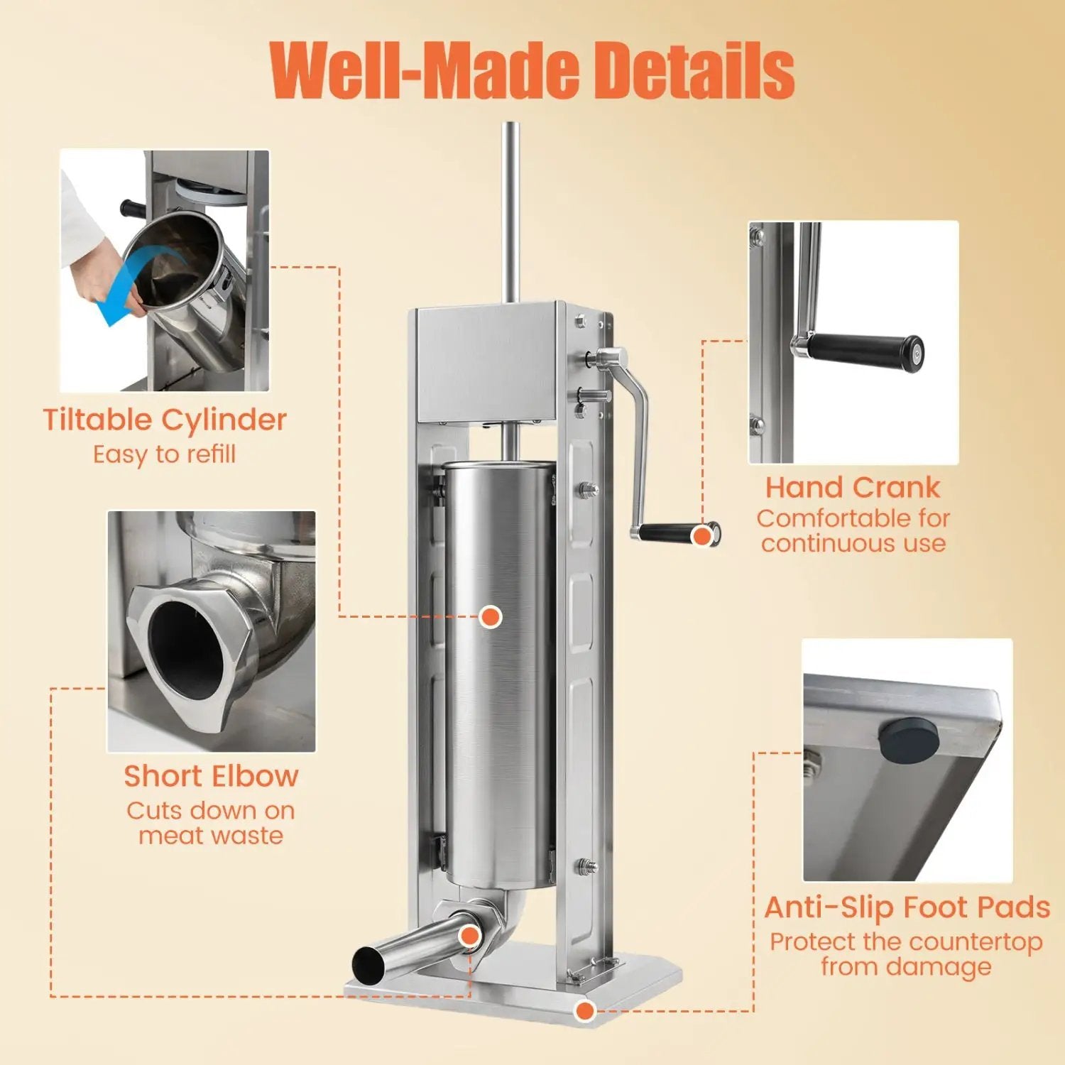 Manual Sausage Stuffer with 4 Tubes & 2 Speeds by DirectDeals