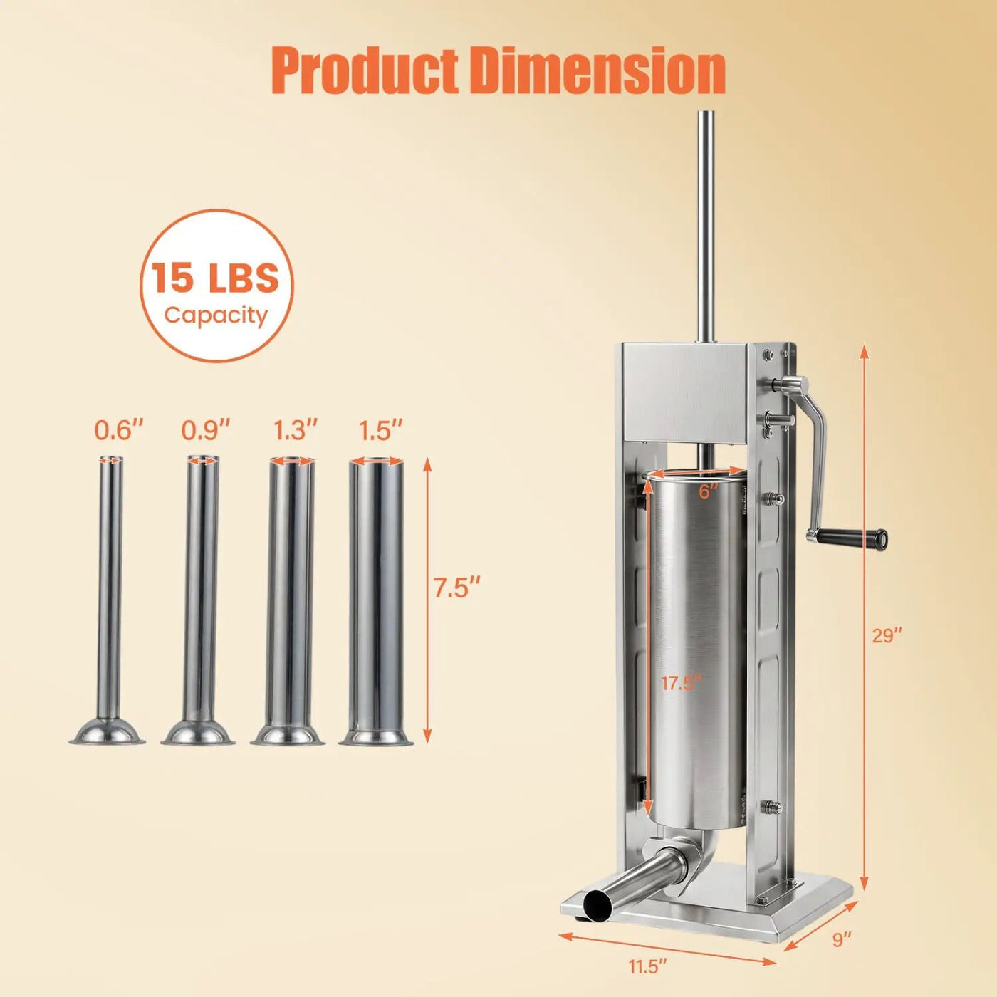 Manual Sausage Stuffer with 4 Tubes & 2 Speeds by DirectDeals