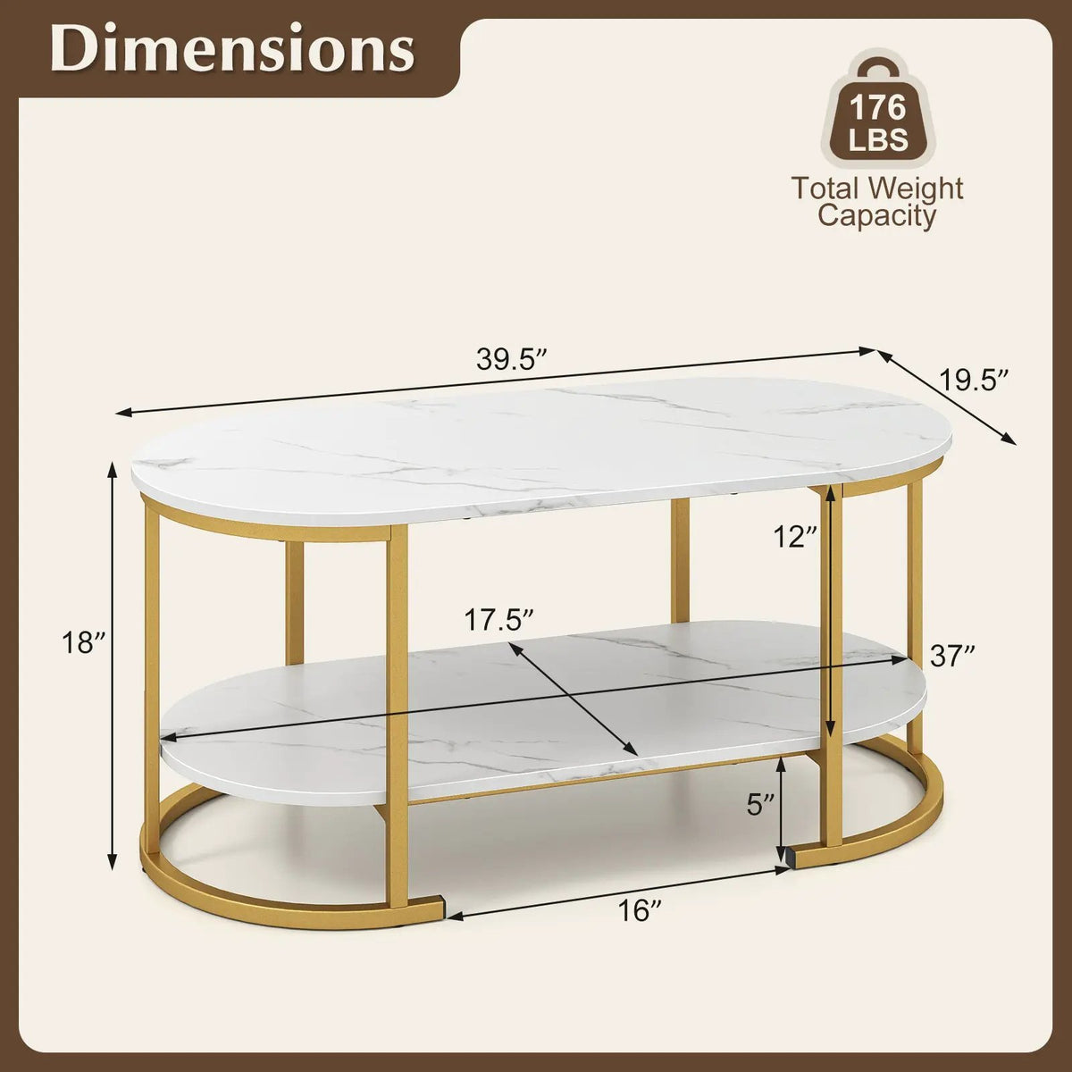 Marble Coffee Table with Open Storage Shelf, photo 10 of 16
