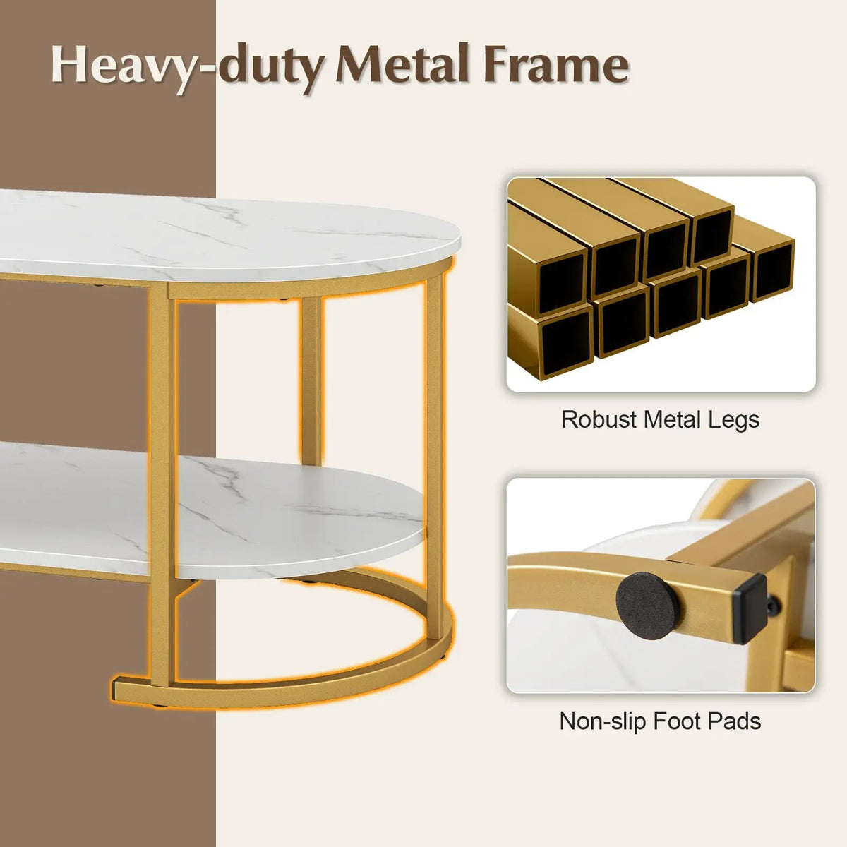 Marble Coffee Table with Open Storage Shelf, photo 16 of 16