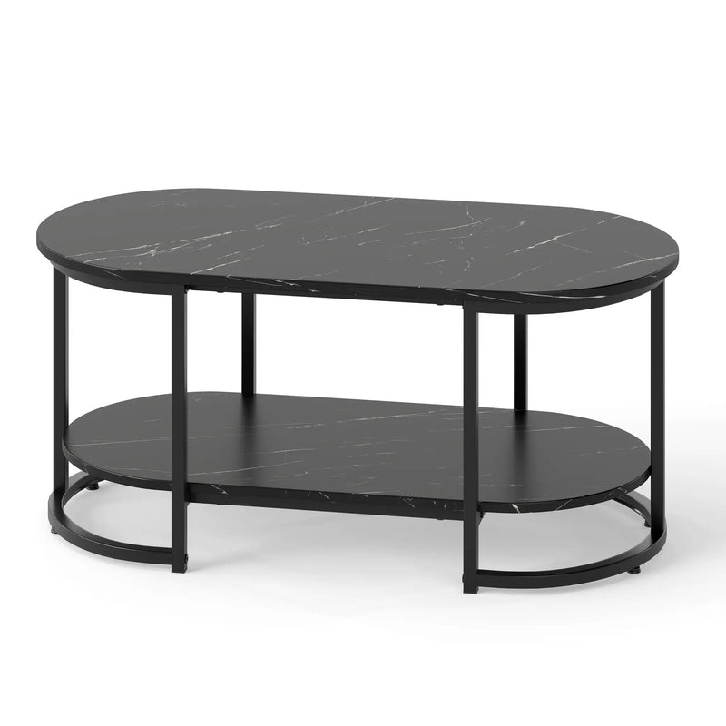 Marble Coffee Table with Open Storage Shelf by DirectDeals