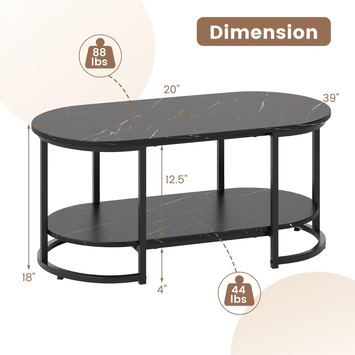 Marble Coffee Table with Open Storage Shelf, photo 9 of 16