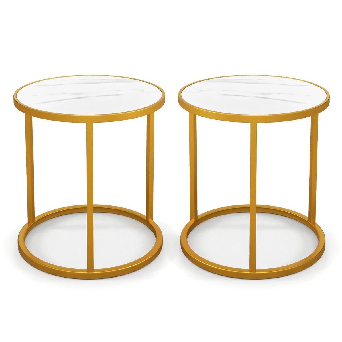 Marble Top Round Side Table 16-Inch End Table with Golden Metal Frame, photo 2 of 9