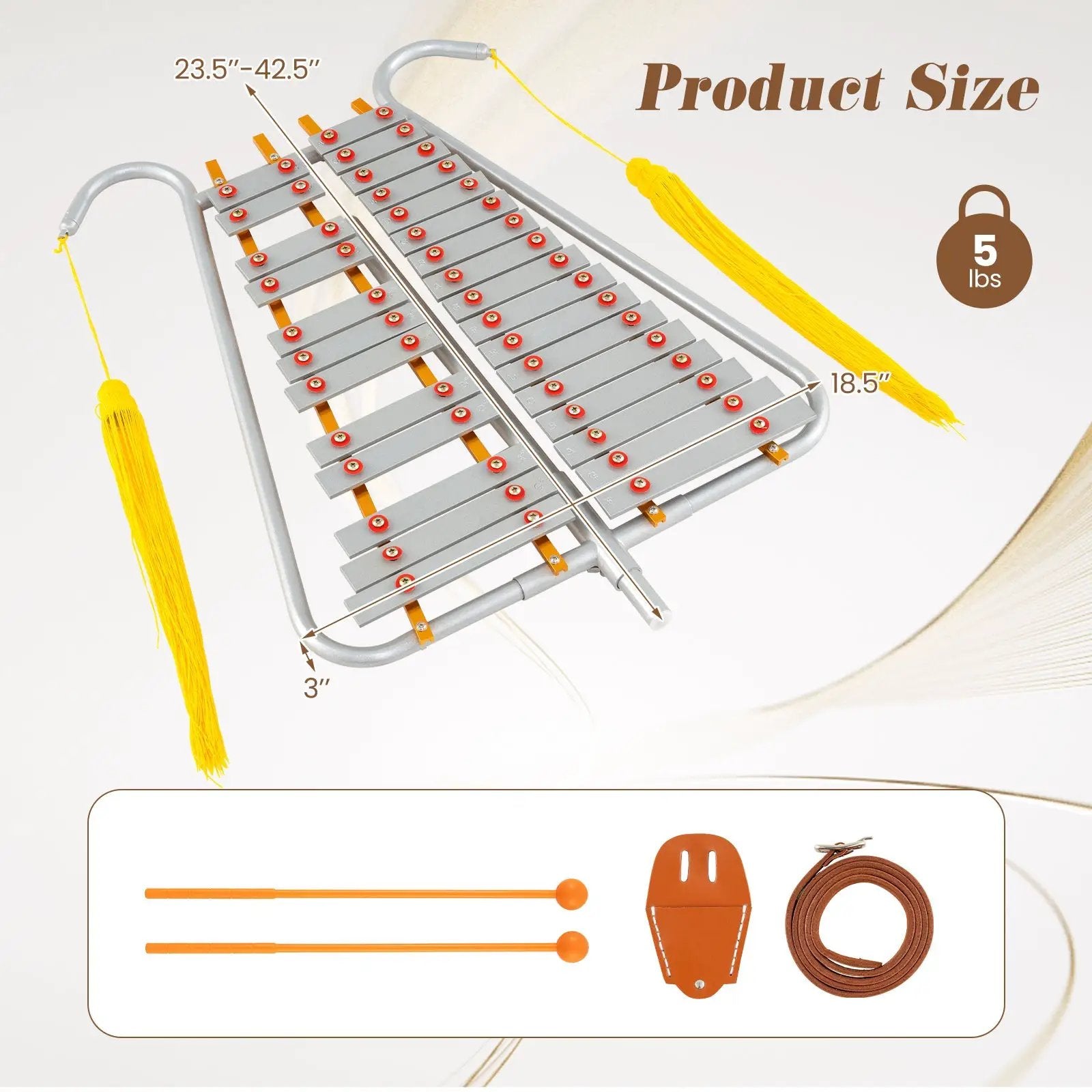 Marching Glockenspiel 29 Note Bell Lyre for Marching Band-Silver by DirectDeals