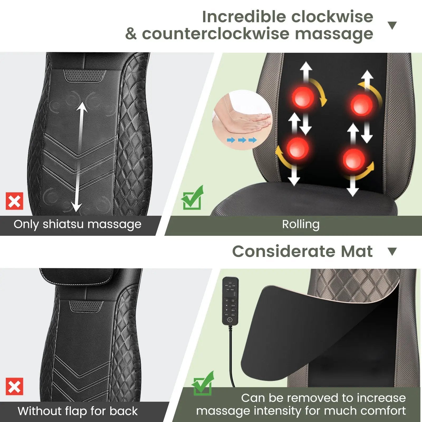 Massage Chair Pad with Heat and Vibration-Black by DirectDeals