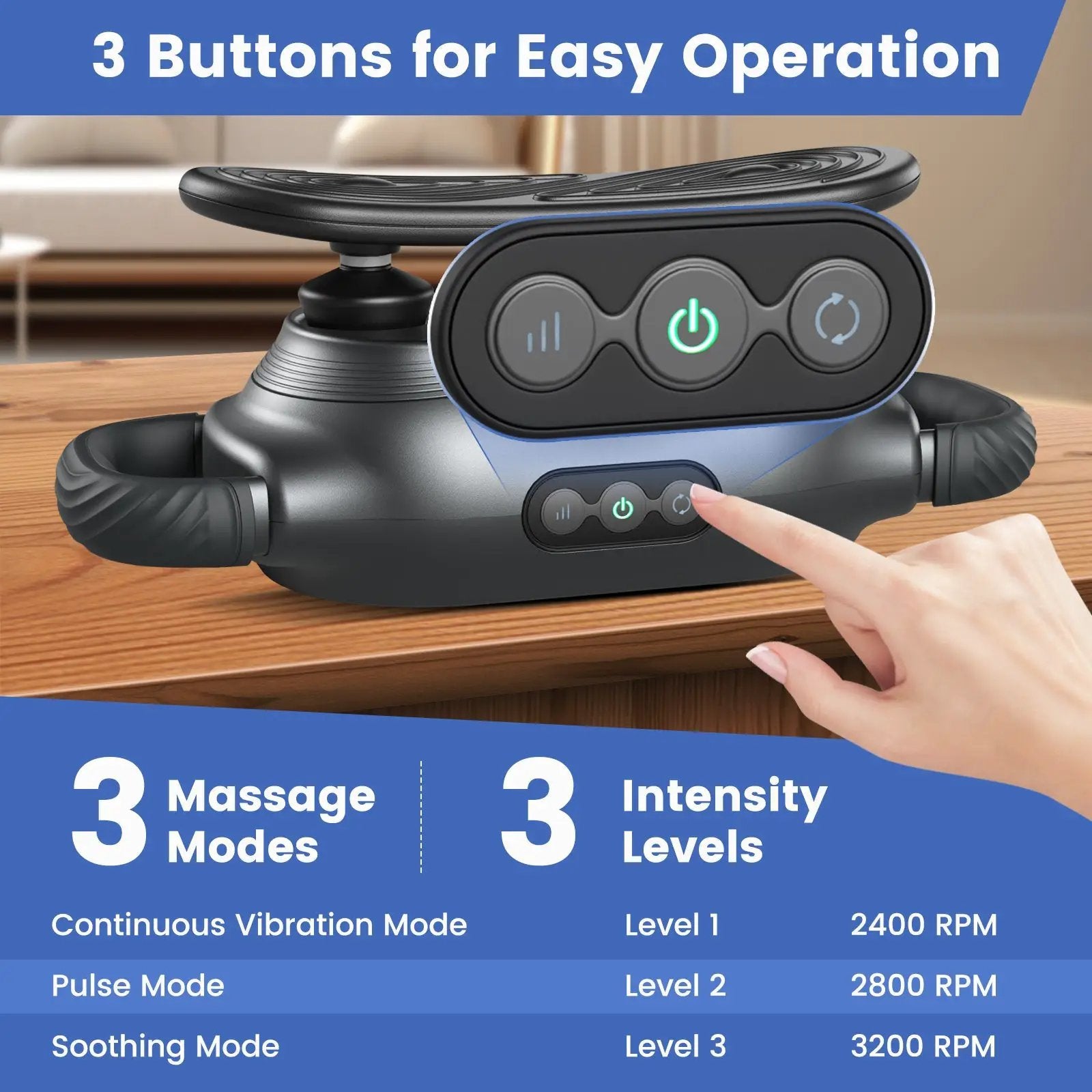 Massage Gun Deep Tissue with 3 Switchable Massage Heads and 3 Modes-Black by DirectDeals
