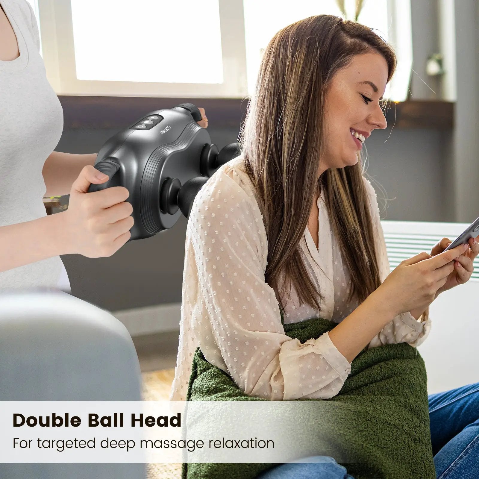 Massage Gun Deep Tissue with 3 Switchable Massage Heads and 3 Modes-Black by DirectDeals