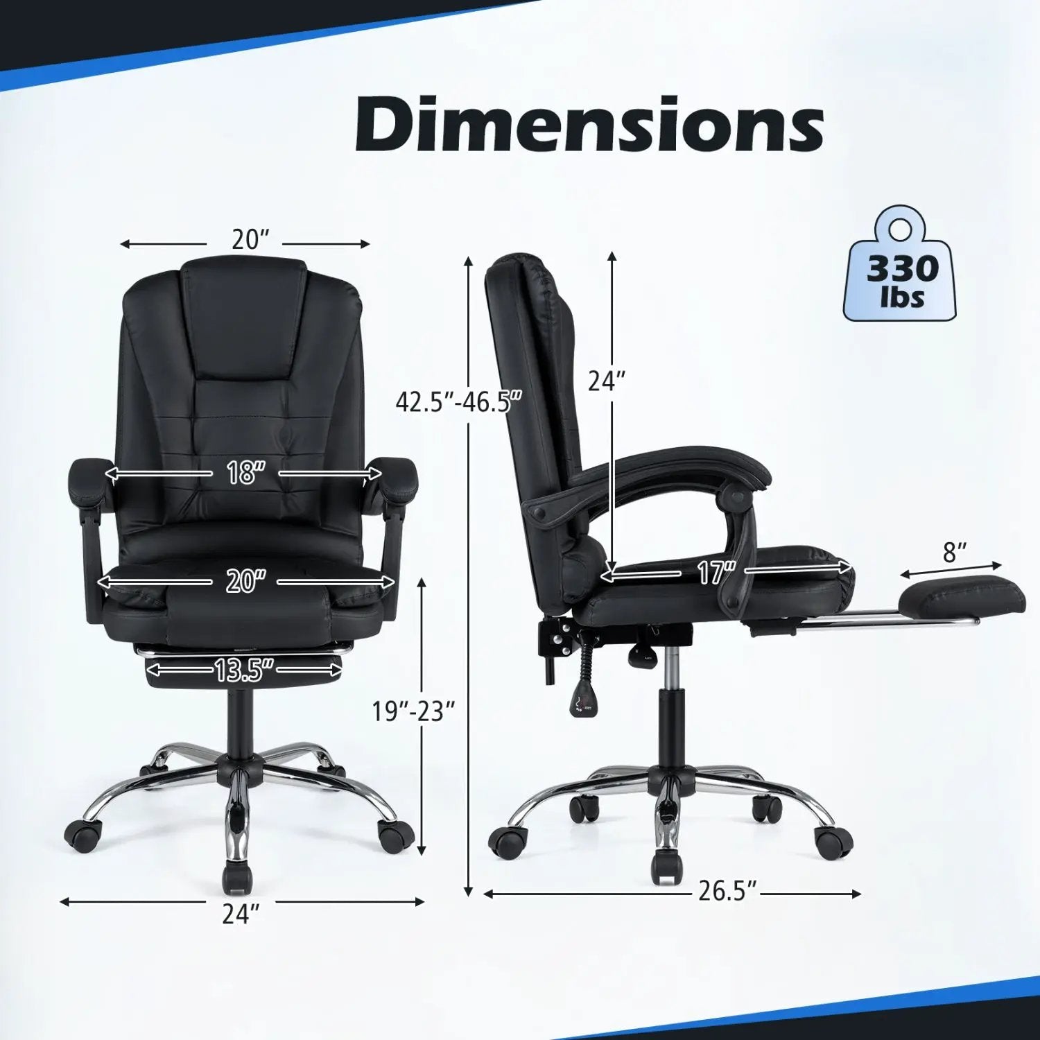 Massage Office Chair with Footrest & Reclining Backrest by DirectDeals