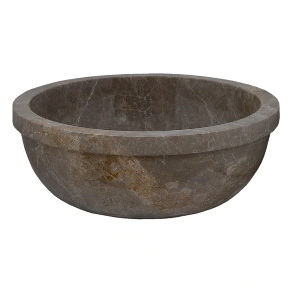 Maya Grey Natural Marble Drop-in Vessel Sink Polished 16 inch by GobekDesign