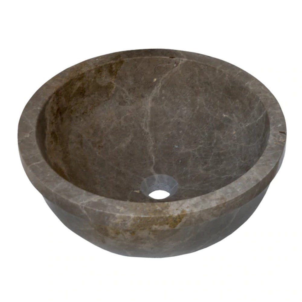 Maya Grey Natural Marble Drop-in Vessel Sink Polished 16 inch by GobekDesign
