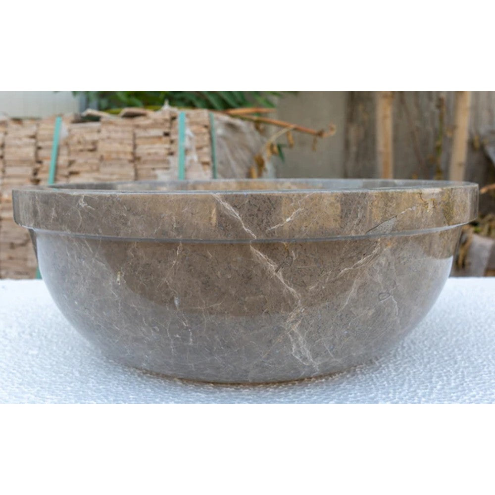 Maya Grey Natural Marble Drop-in Vessel Sink Polished 16 inch by GobekDesign