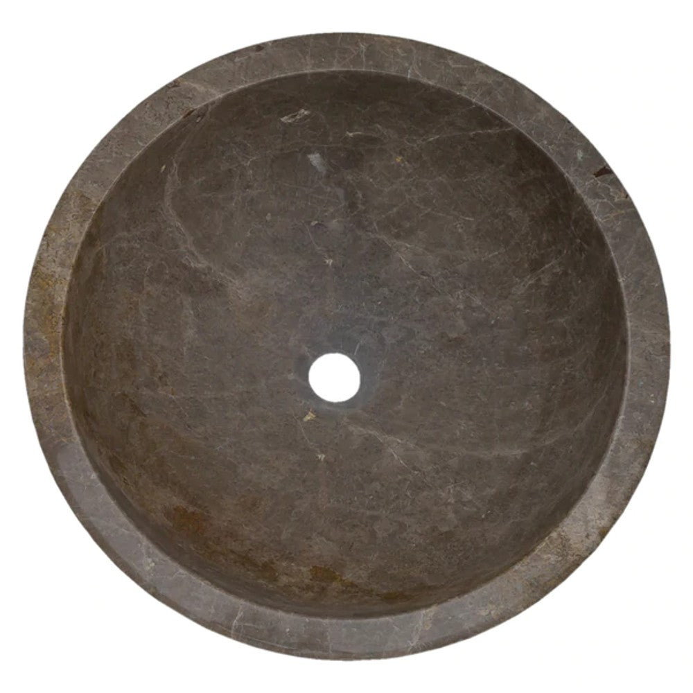 Maya Grey Natural Marble Drop-in Vessel Sink Polished 16 inch by GobekDesign