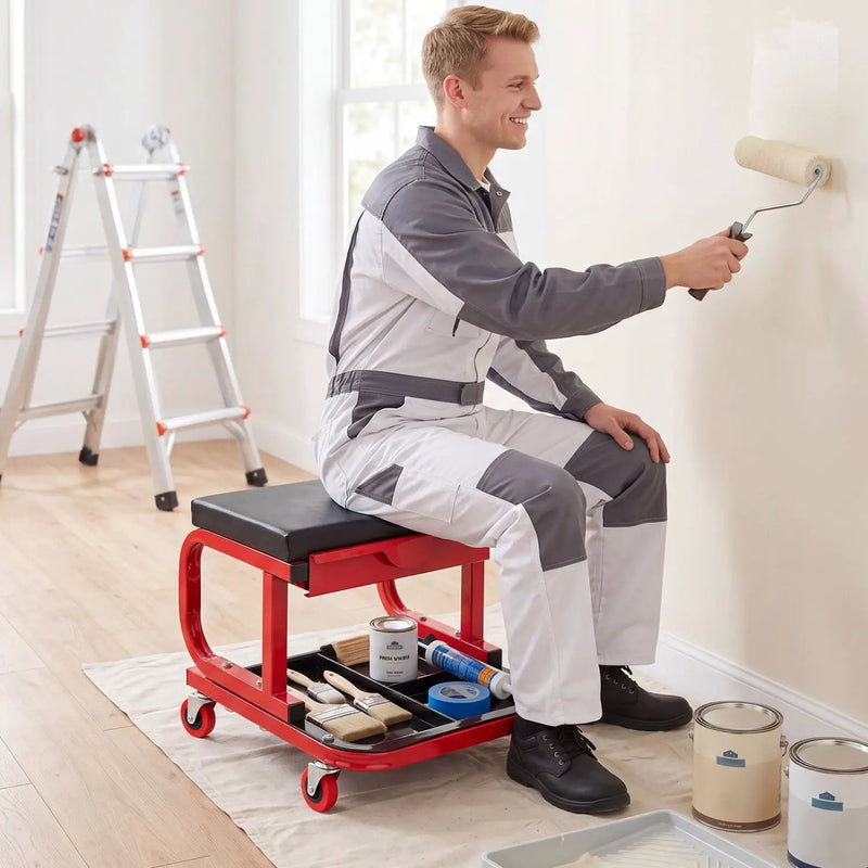 Mechanic Rolling Stool with Tool Trays and Magnetic Drawer by DirectDeals