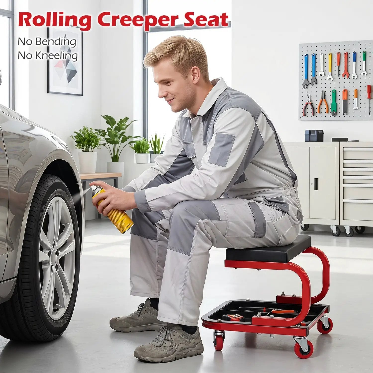 Mechanic Rolling Stool with Tool Trays and Magnetic Drawer by DirectDeals
