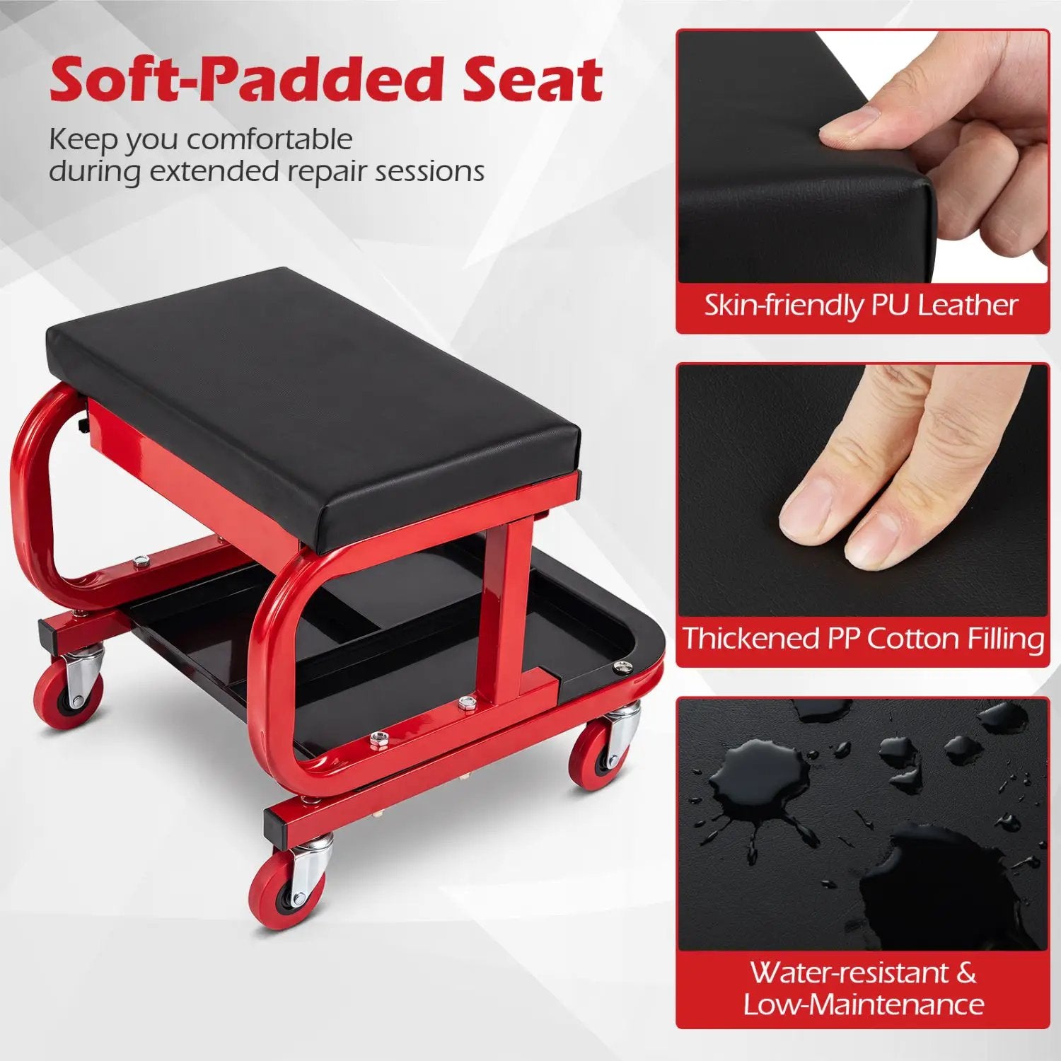Mechanic Rolling Stool with Tool Trays and Magnetic Drawer by DirectDeals