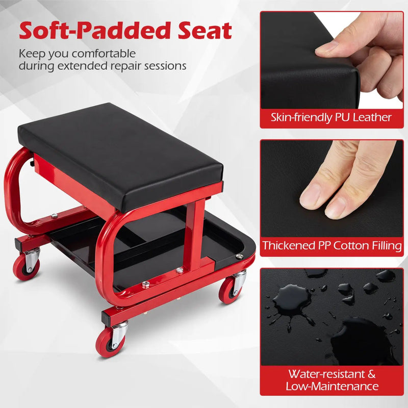 Mechanic Rolling Stool with Tool Trays and Magnetic Drawer by DirectDeals