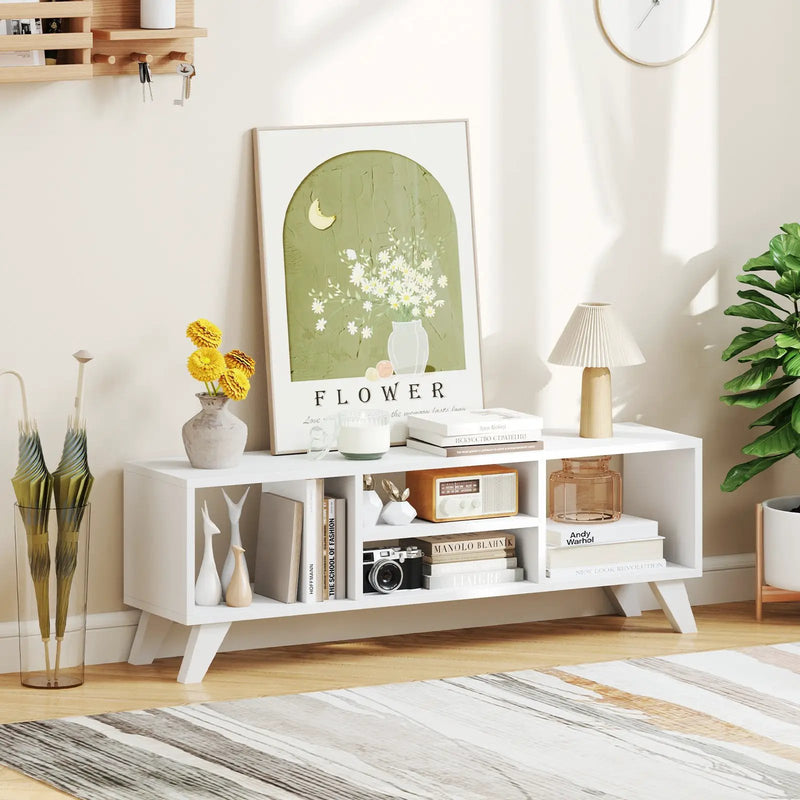 Media TV Console Table with Raised Support Legs-White by DirectDeals