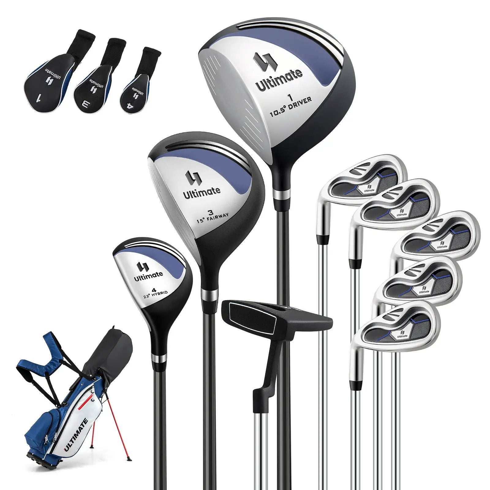 Mens LeftHanded Complete Golf Clubs and Bag Set Portable Lightweight Golf Stand Bag by DirectDeals