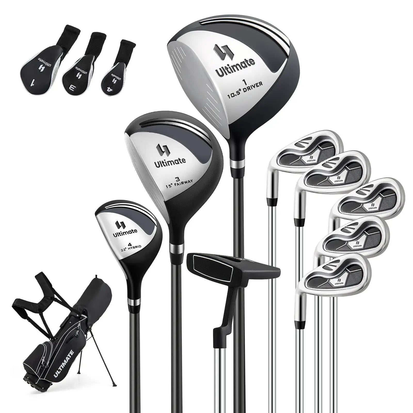 Mens LeftHanded Complete Golf Clubs and Bag Set Portable Lightweight Golf Stand Bag by DirectDeals