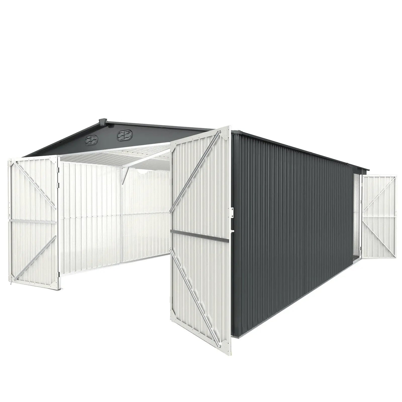 13'x20' Metal Shed with Double Front Doors & Side Entry Door by Chery Industrial