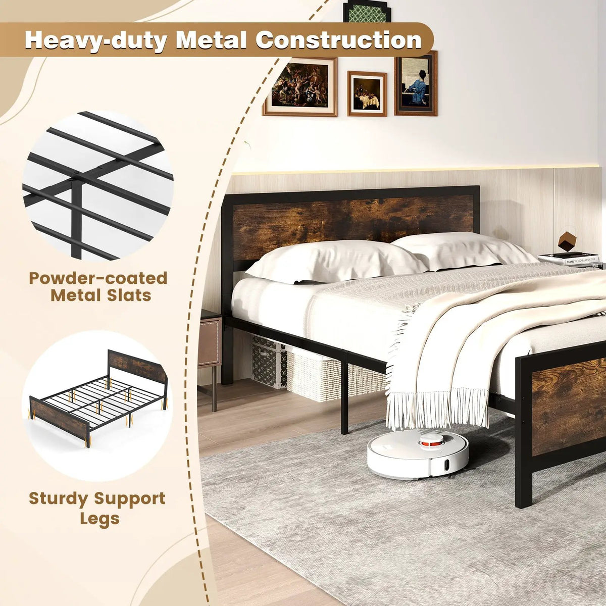 Metal Bed Frame with Headboard and Footboard, photo 6 of 10