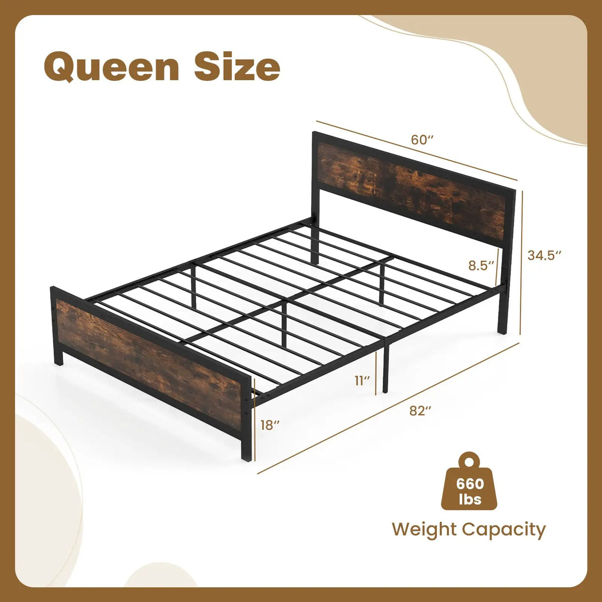 Metal Bed Frame with Headboard and Footboard, photo 4 of 10