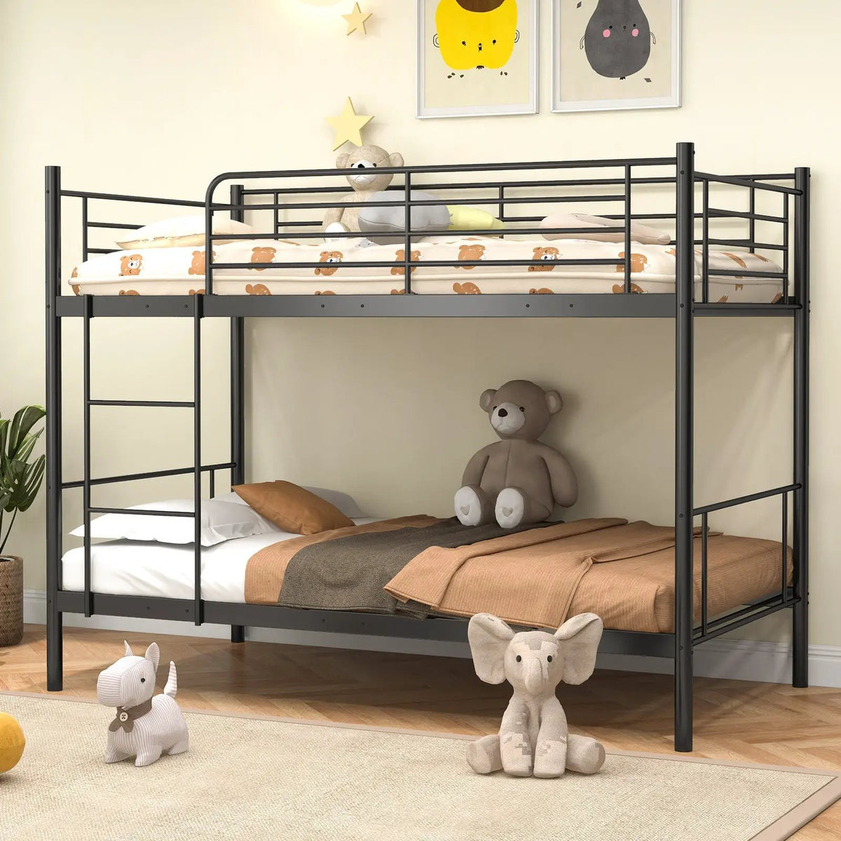 Metal Bunk Bed with Ladder and Full-length Guardrails, photo 2 of 9