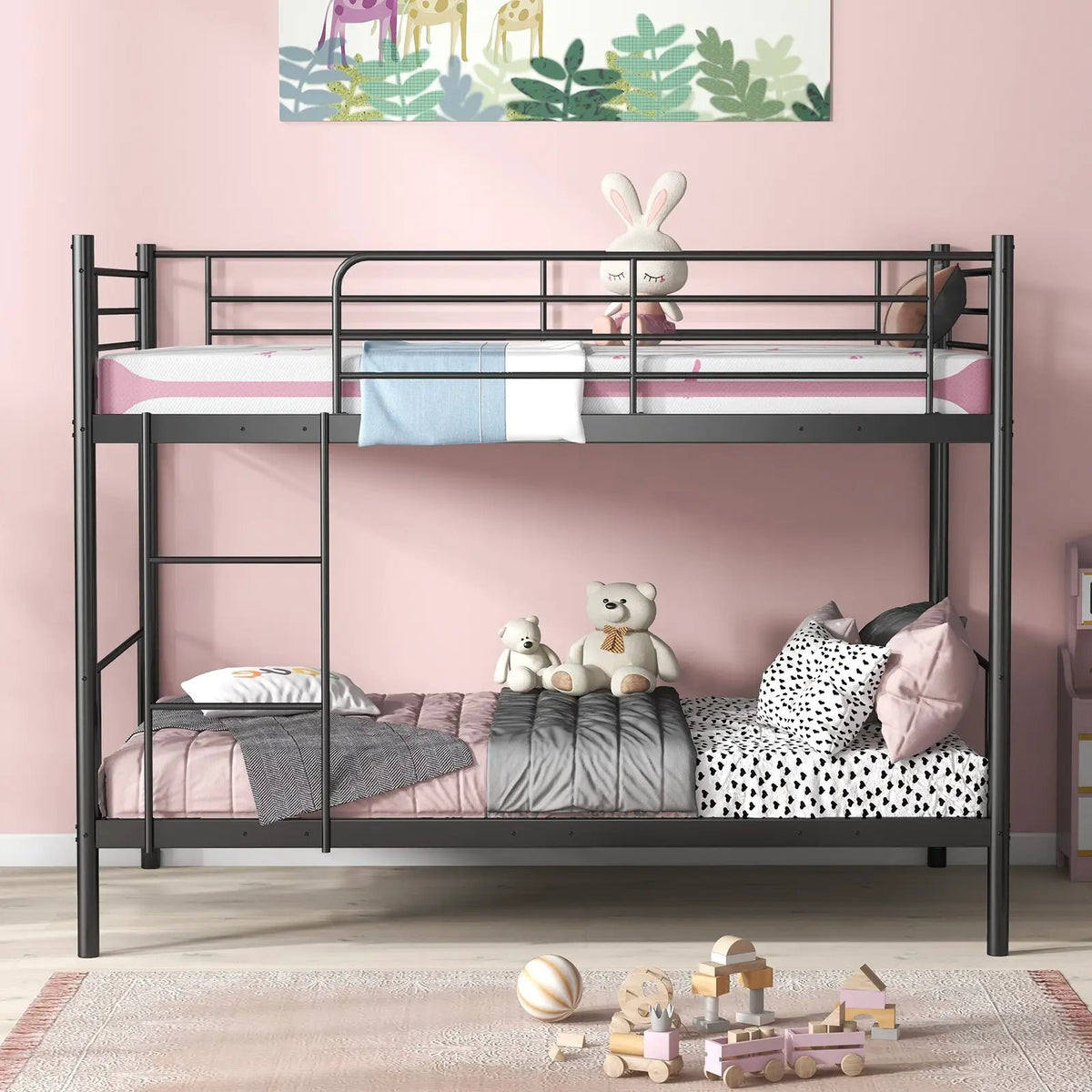 Metal Bunk Bed with Ladder and Full-length Guardrails, photo 7 of 9