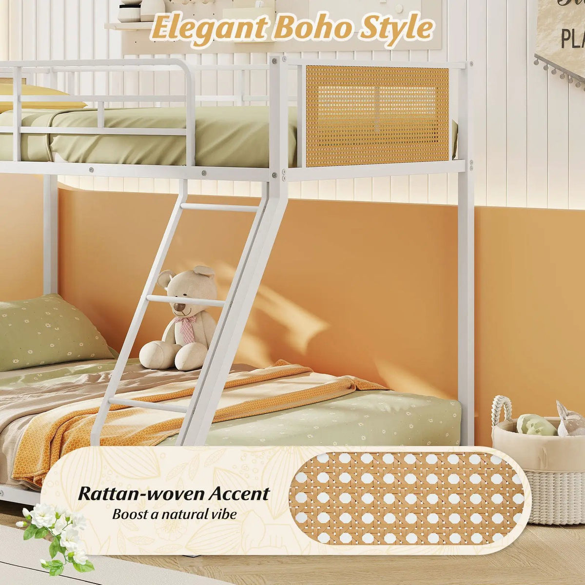 Metal Bunk Bed Twin Over Full with Full Length Safety Guardrail and Ramp Ladder, photo 16 of 16