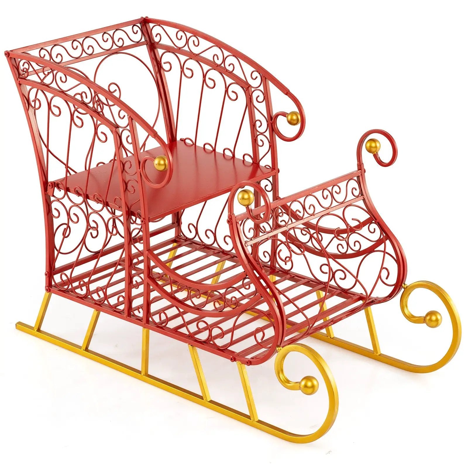 Metal Christmas Santa Sleigh Basket 2-Tier Xmas Santa's Gift Storage Sleigh by DirectDeals