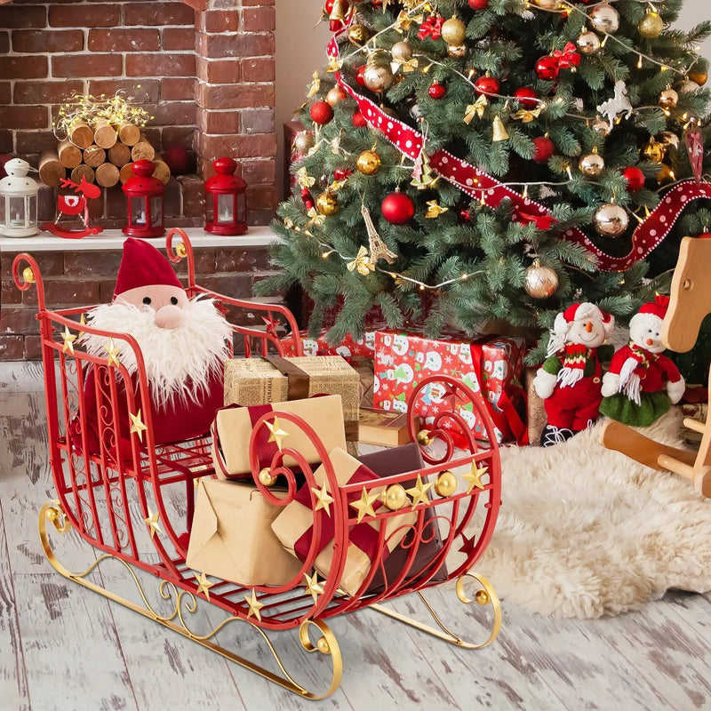 Metal Christmas Santa Sleigh with Large Cargo Area for Gifts by DirectDeals