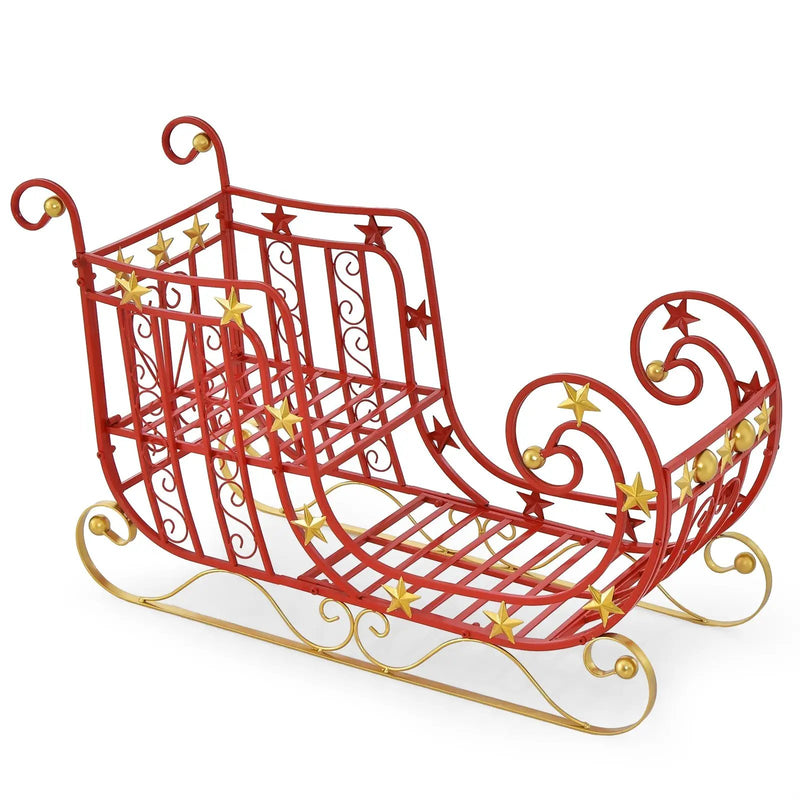 Metal Christmas Santa Sleigh with Large Cargo Area for Gifts by DirectDeals