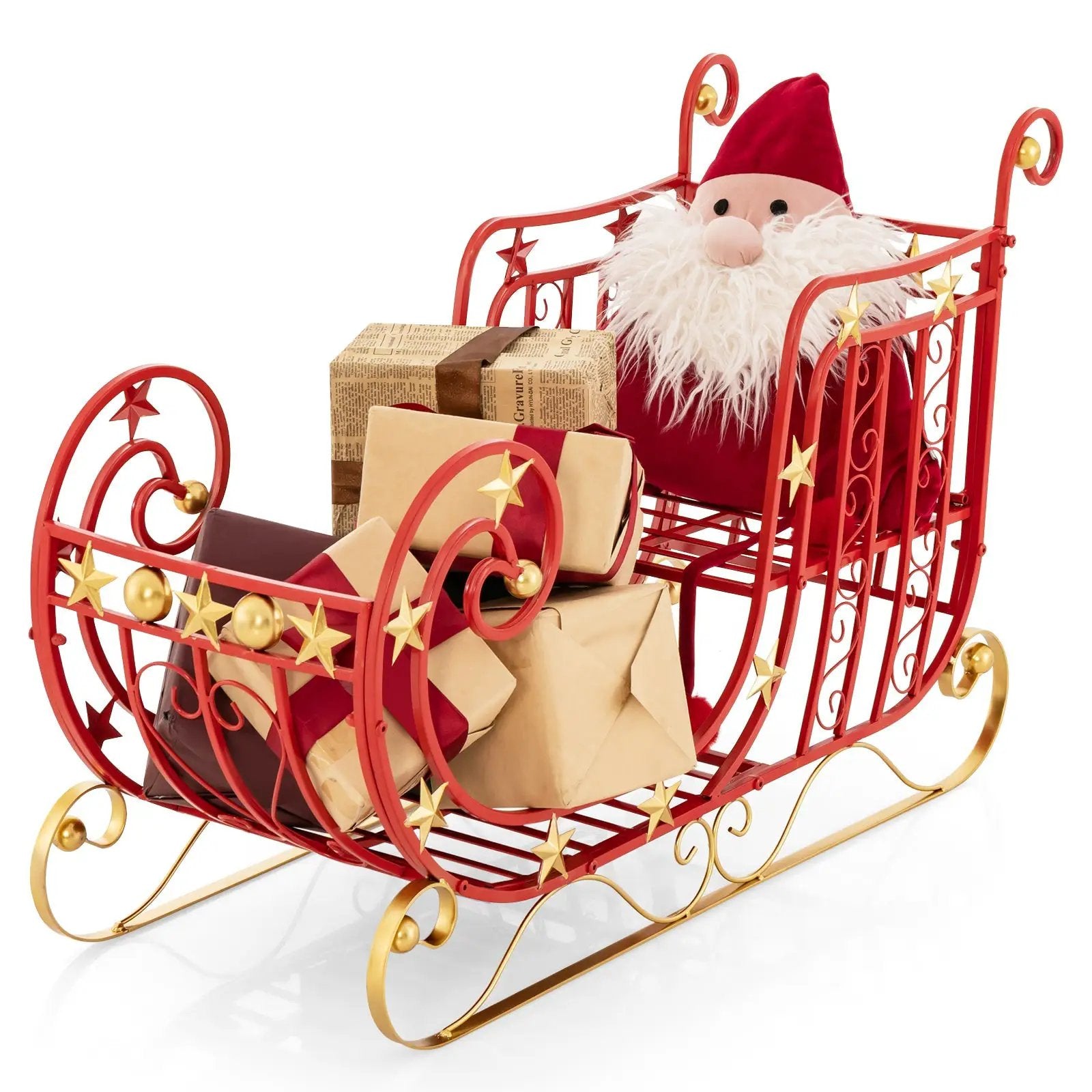 Metal Christmas Santa Sleigh with Large Cargo Area for Gifts by DirectDeals