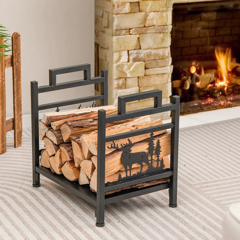18.5 Inch Metal Firewood Rack with Dual Handles by DirectDeals