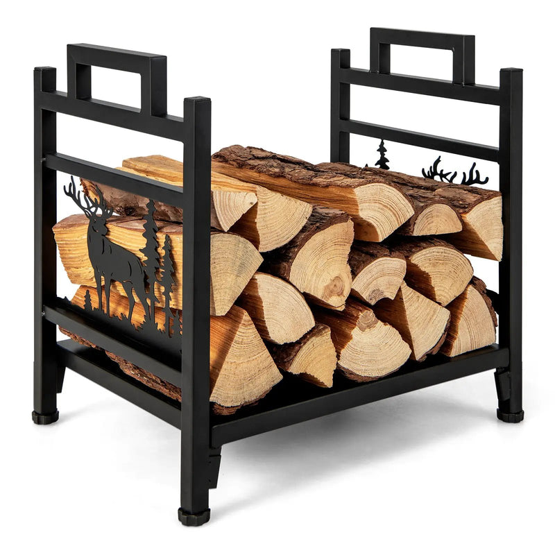 18.5 Inch Metal Firewood Rack with Dual Handles by DirectDeals
