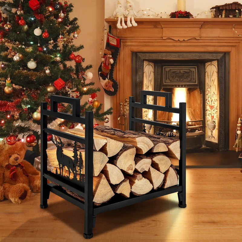 18.5 Inch Metal Firewood Rack with Dual Handles by DirectDeals
