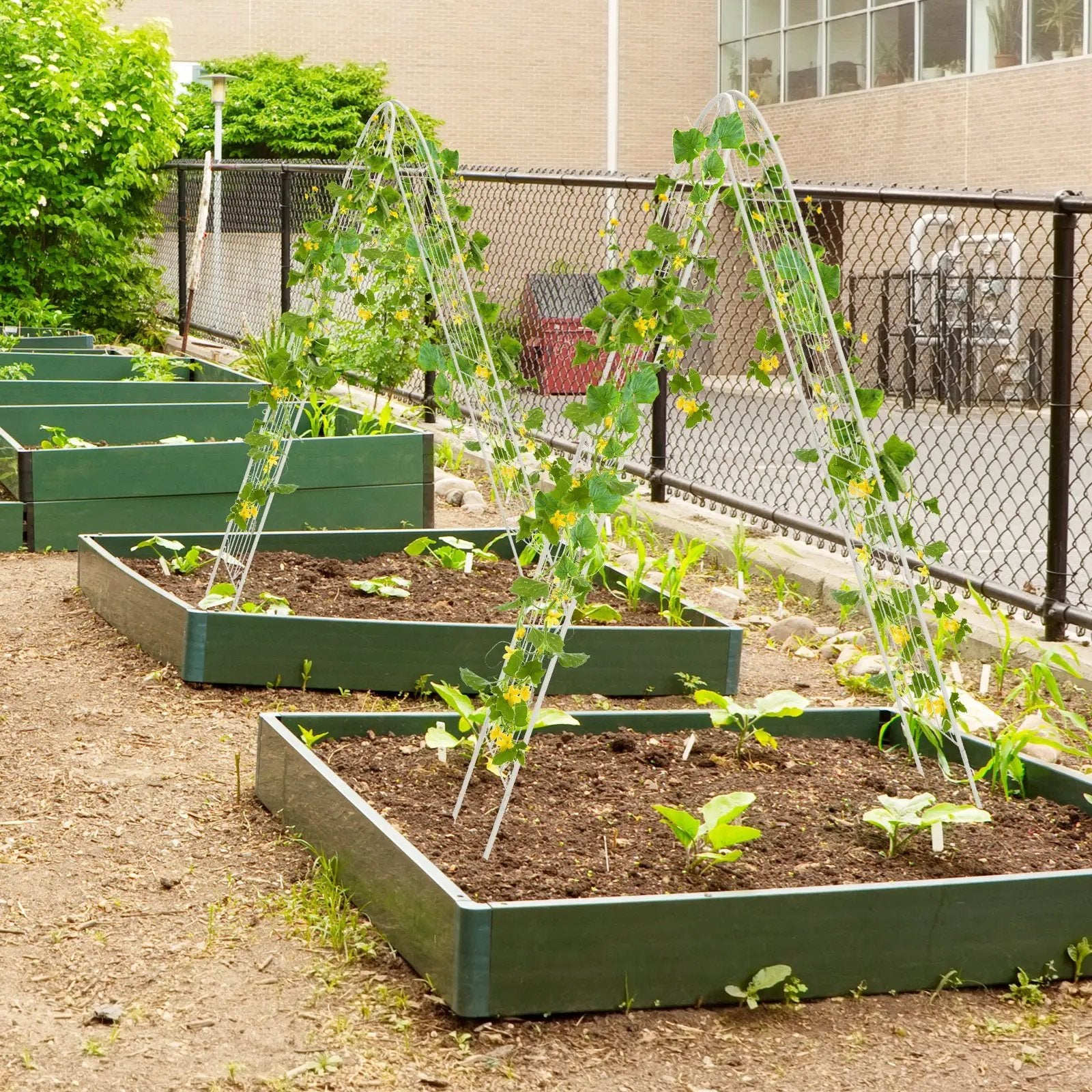 4 Pack 71 x 20 Inches Metal Garden Trellis for Climbing Plants-White by DirectDeals