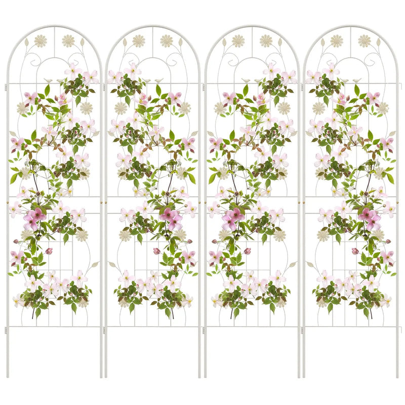 4 Pack 71 x 20 Inches Metal Garden Trellis for Climbing Plants-White by DirectDeals