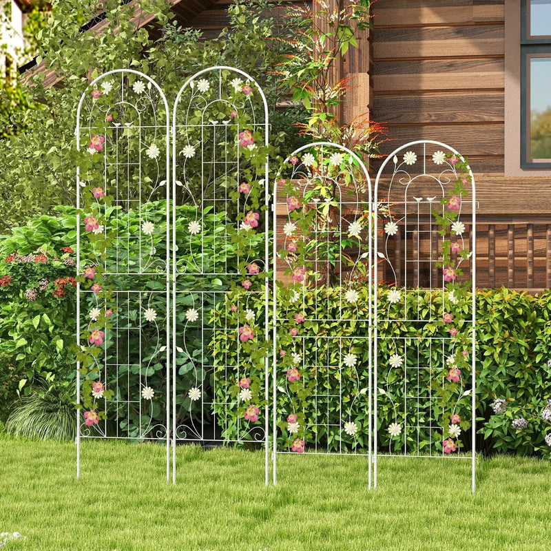 4 Pack 71 x 20 Inches Metal Garden Trellis for Climbing Plants-White by DirectDeals