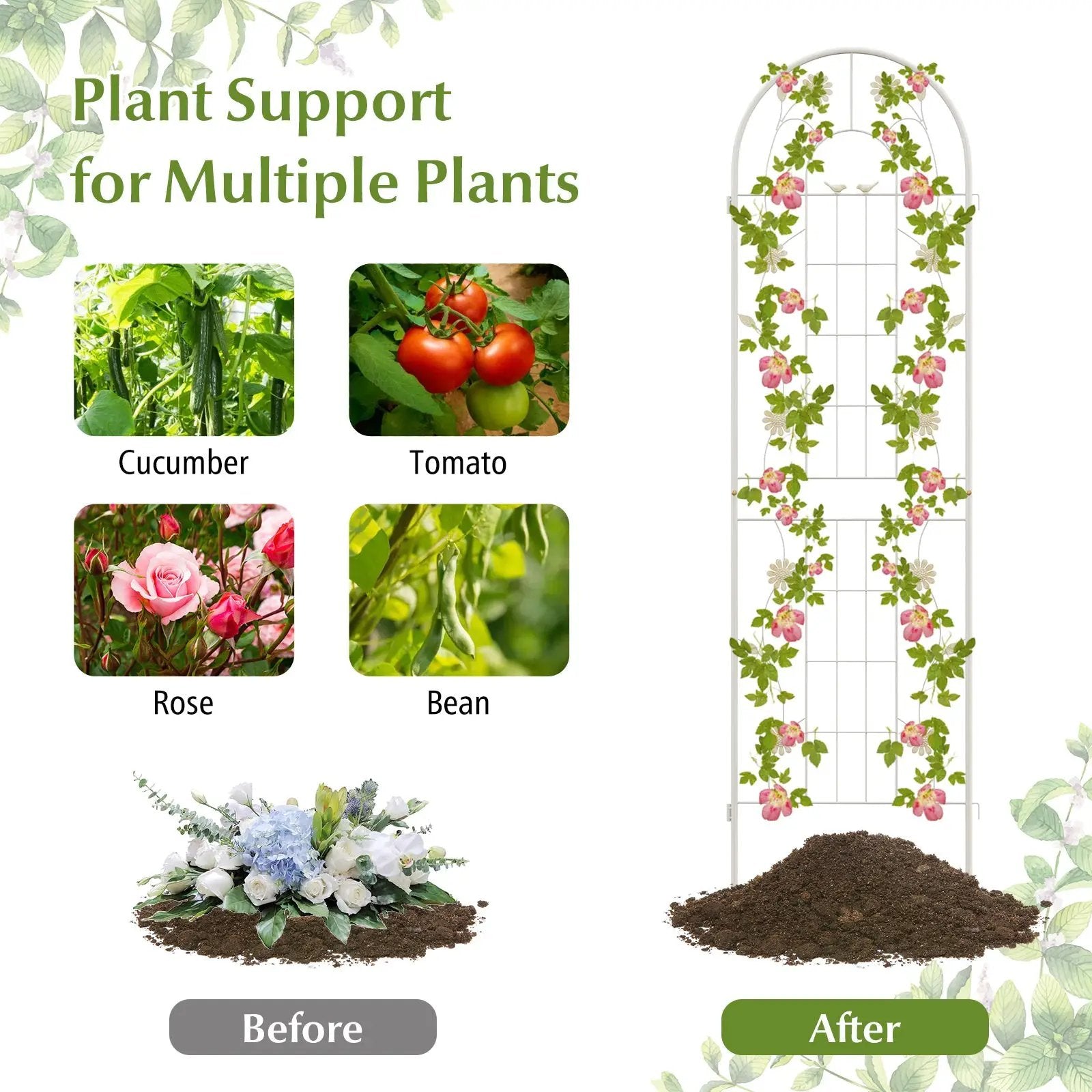 4 Pack 71 x 20 Inches Metal Garden Trellis for Climbing Plants-White by DirectDeals