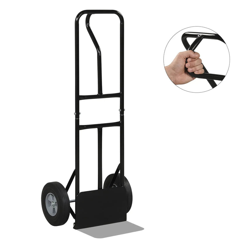 Metal Hand Truck Heavy-Duty 600 LBS Moving Dolly Cart with P-Handle and 10inch Rubber Wheels by DirectDeals