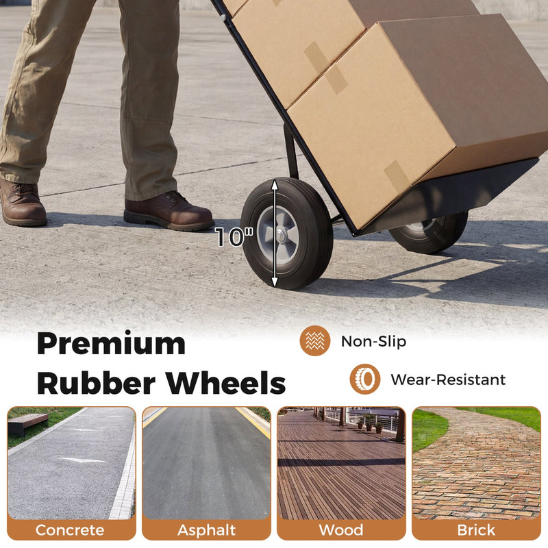 Metal Hand Truck Heavy-Duty 600 LBS Moving Dolly Cart with P-Handle and 10inch Rubber Wheels by DirectDeals