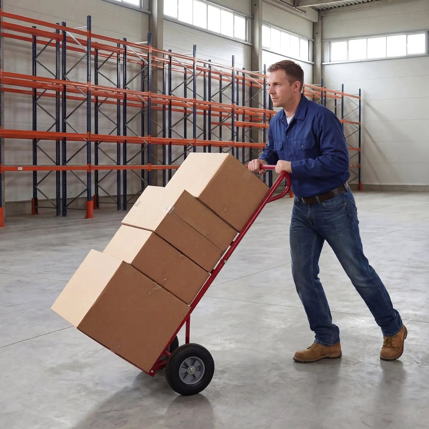 Metal Hand Truck Heavy-Duty 600 LBS Moving Dolly Cart with P-Handle and 10inch Rubber Wheels by DirectDeals