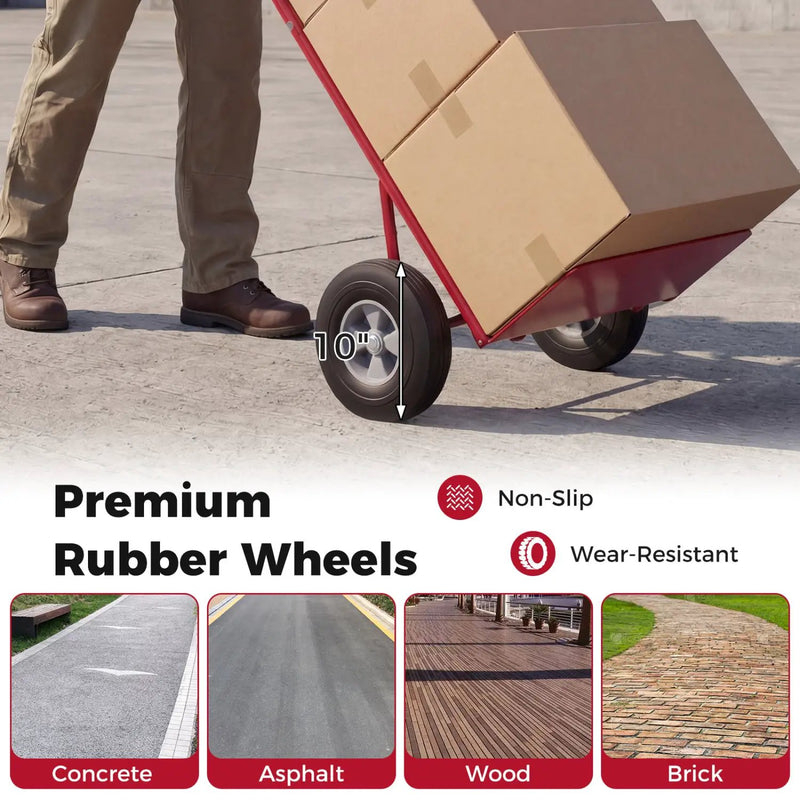 Metal Hand Truck Heavy-Duty 600 LBS Moving Dolly Cart with P-Handle and 10inch Rubber Wheels by DirectDeals