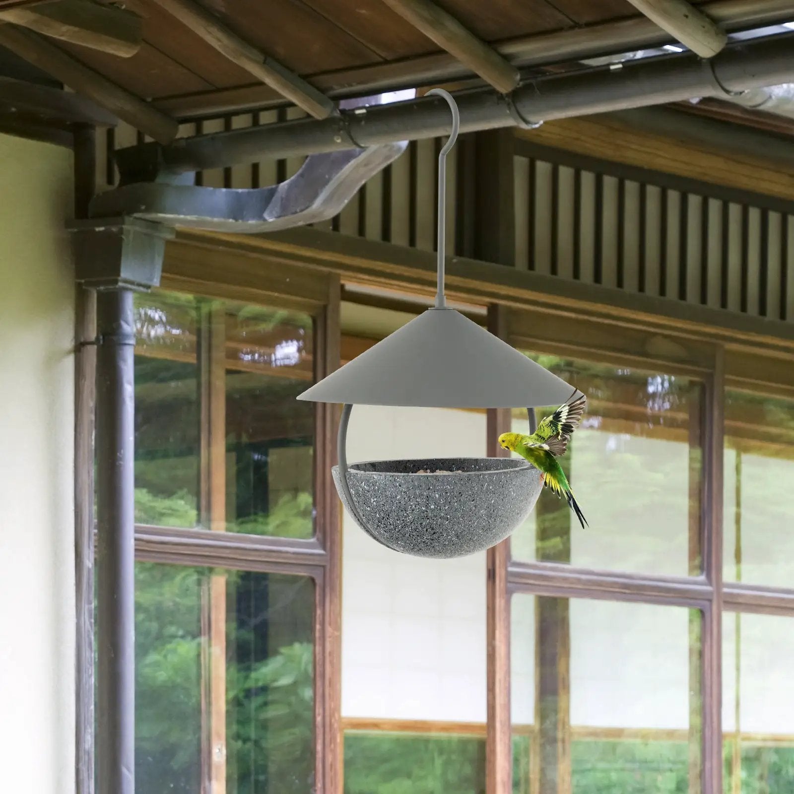 Metal Hanging Bird Feeder and Bath with Weatherproof Dome by DirectDeals