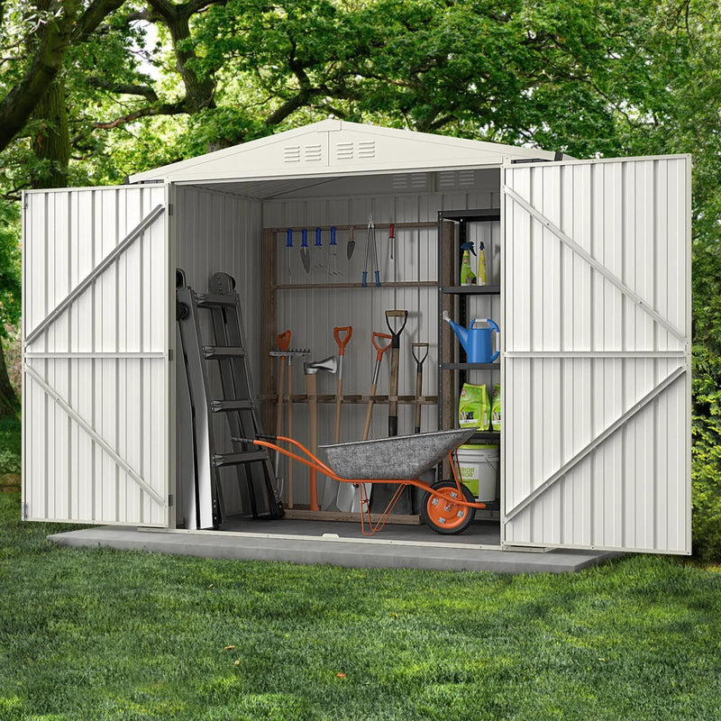 7 x 4 Feet Metal Outdoor Storage Shed with Lockable Door-Gray by DirectDeals